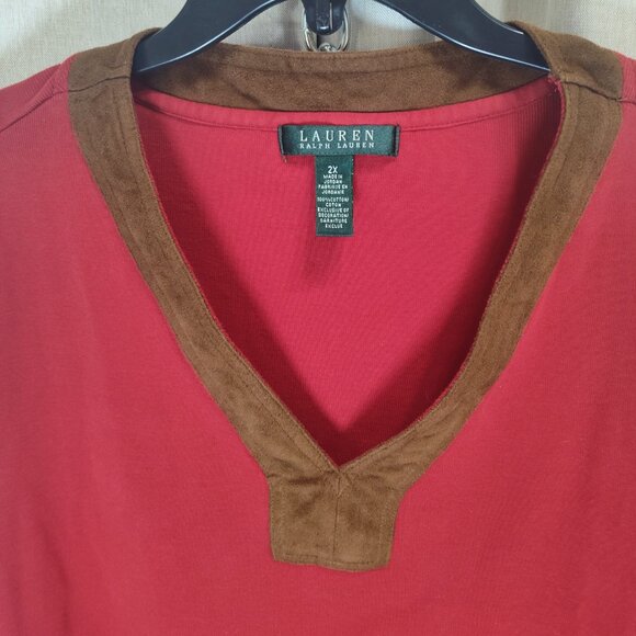 CLEARANCE SALE Lauren Ralph Lauren Womens Plus Size 2X Sweater Red Knit Pullover - Picture 3 of 9